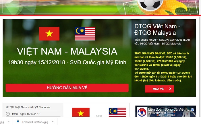 hệ thống đặt vé bóng đá online