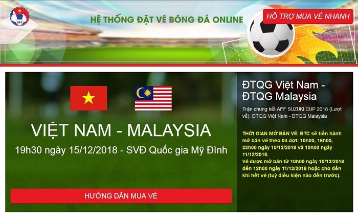 hệ thống đặt vé bóng đá online