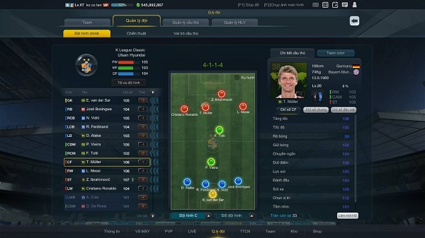 cầu thủ trong fifa online 3